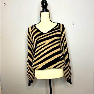 NWT PHILOSOPHY Republic Clothing  print viscose blend sweater Camel/Black